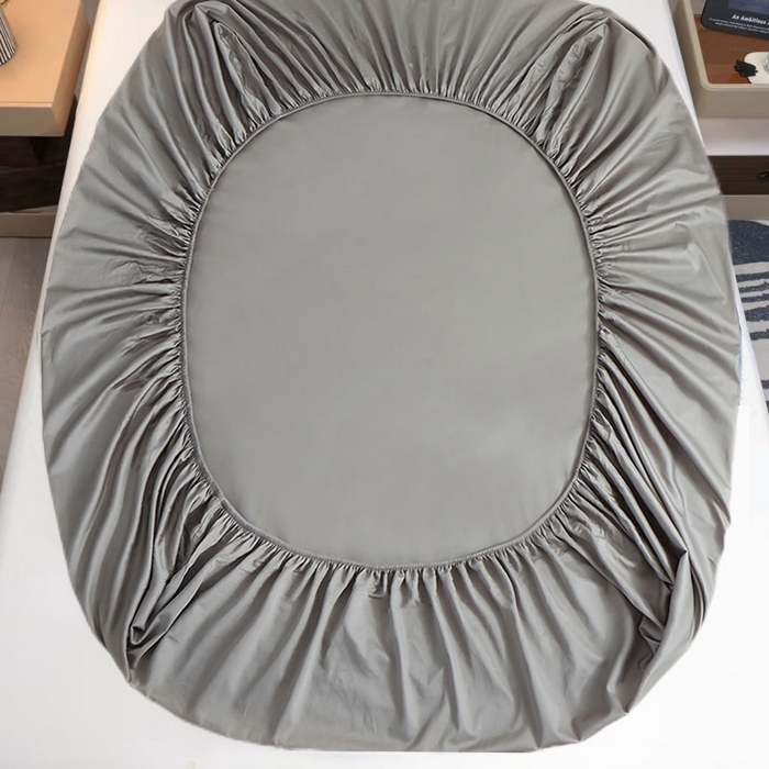 91家纺网 家纺一手货源 找家纺 2025新款纯色全棉床笠喷气全棉床罩三件套-优雅系列 优雅-深烟灰