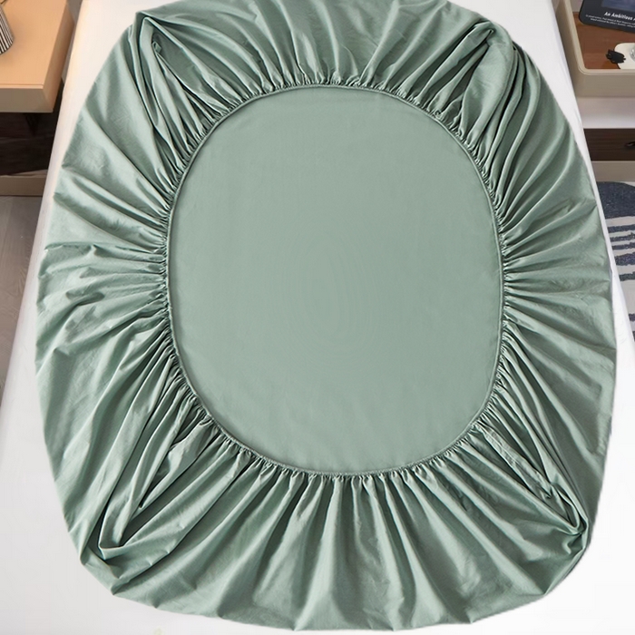 91家纺网 家纺一手货源 找家纺 2025新款纯色全棉床笠喷气全棉床罩三件套-优雅系列 优雅-松石绿