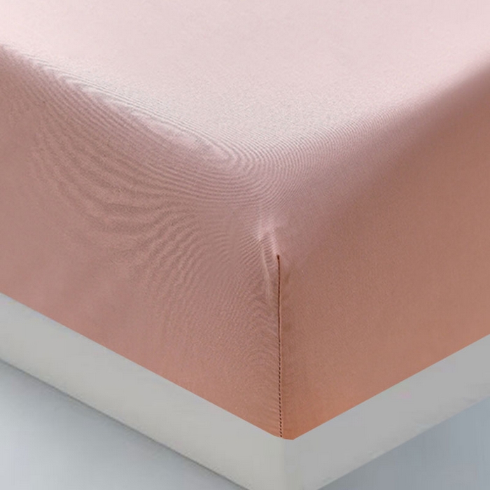 91家纺网 家纺一手货源 找家纺 2025新款纯色全棉床笠喷气全棉床罩三件套-优雅系列 优雅-湘妃粉