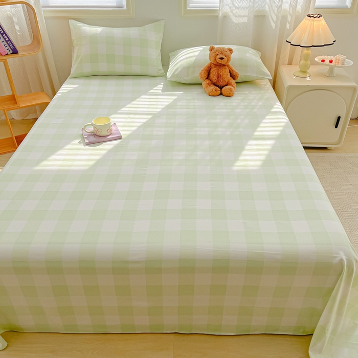 91家纺网 家纺一手货源 找家纺 温眠家纺 2025新款A类水洗棉色织单床单系列-单枕套 茉莉青提