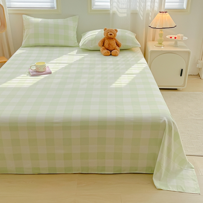 91家纺网 家纺一手货源 找家纺 温眠家纺 2025新款A类水洗棉色织单床单系列-单枕套 茉莉青提