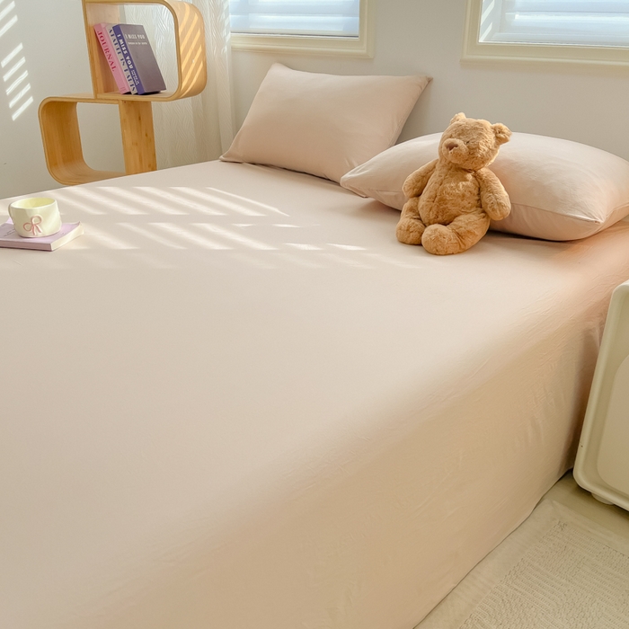 91家纺网 家纺一手货源 找家纺 温眠家纺 2025新款A类水洗棉色织单床单系列-单枕套 奶茶