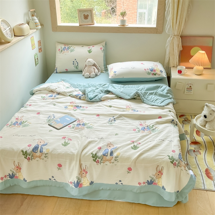 91家纺网 家纺一手货源 找家纺 咏绒家纺工厂店 2025新款A类云朵棉棉花夏被被子被芯 爱丽丝-蓝