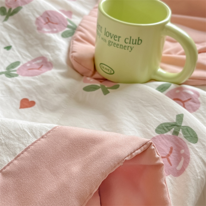 91家纺网 家纺一手货源 找家纺 咏绒家纺工厂店 2025新款A类云朵棉棉花夏被被子被芯 碧叶粉黛-粉