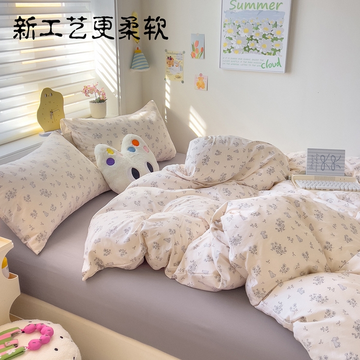 91家纺网 家纺一手货源 找家纺 （总）小竹棉水洗棉木棉双层纱单品被套四件套仿全棉