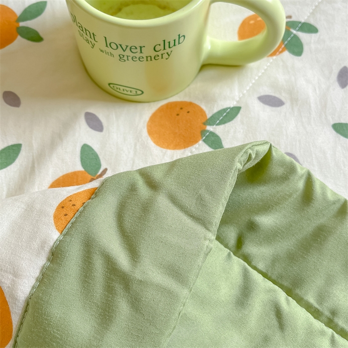 91家纺网 家纺一手货源 找家纺 咏绒家纺工厂店 2025新款A类云朵棉棉花夏被被子被芯 橙意满满-绿