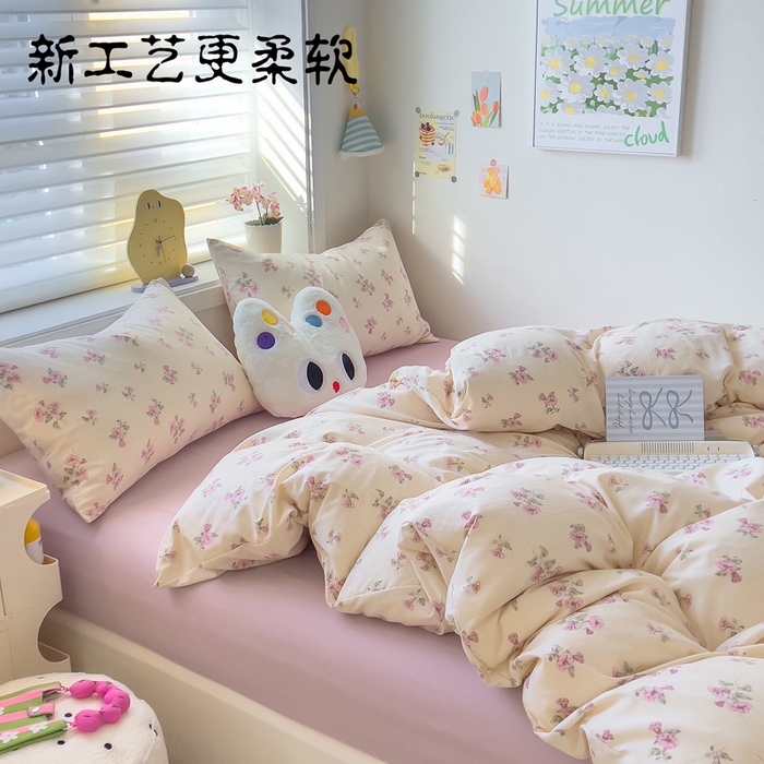 91家纺网 家纺一手货源 找家纺 （总）小竹棉水洗棉木棉双层纱单品被套四件套仿全棉