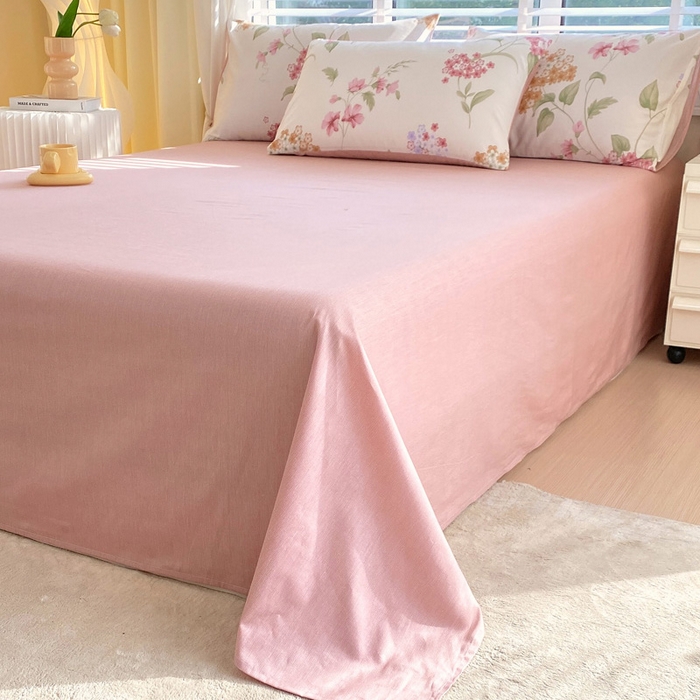 91家纺网 家纺一手货源 找家纺 洺兰2025年13070全棉喷气印花纯棉床单小清新花卉北欧风单床单