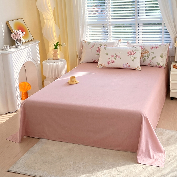 91家纺网 家纺一手货源 找家纺 洺兰2025年13070全棉喷气印花纯棉床单小清新花卉北欧风单床单