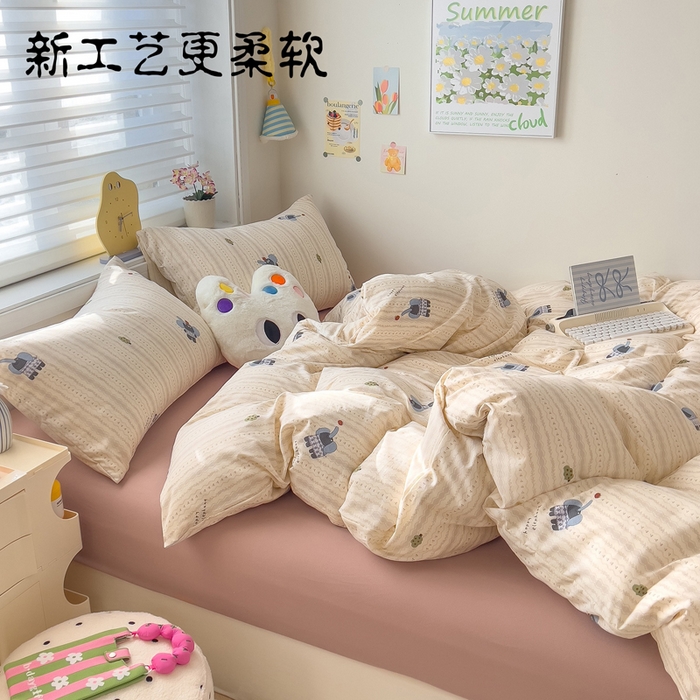 91家纺网 家纺一手货源 找家纺 （总）小竹棉水洗棉木棉双层纱单品被套四件套仿全棉