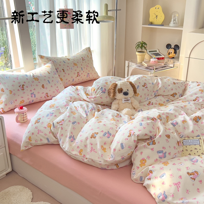 91家纺网 家纺一手货源 找家纺 （总）小竹棉水洗棉木棉双层纱单品被套四件套仿全棉