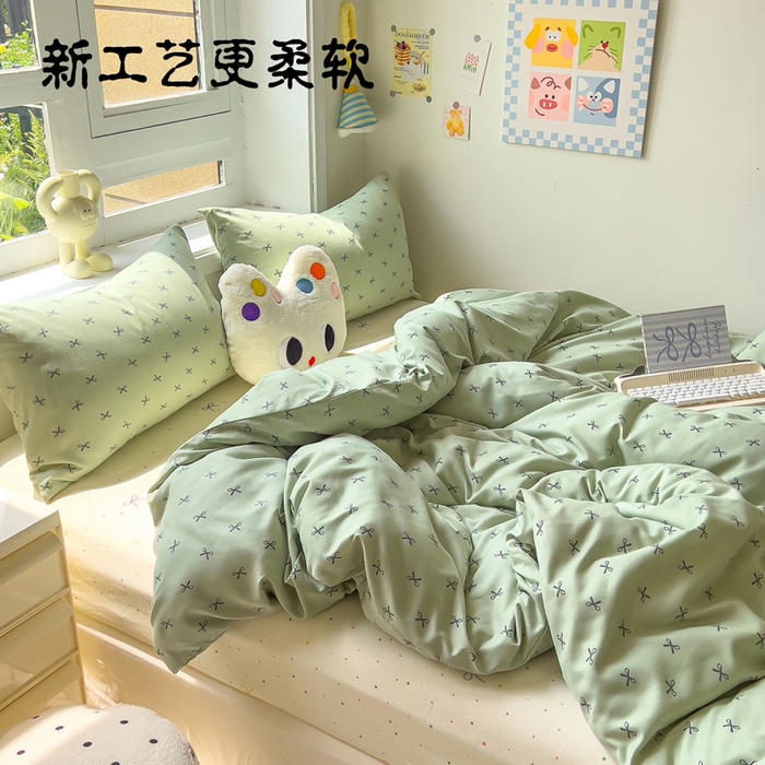 91家纺网 家纺一手货源 找家纺 （总）小竹棉水洗棉木棉双层纱单品被套四件套仿全棉