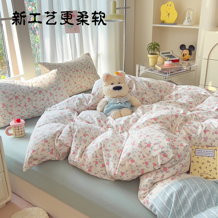 91家纺网 家纺一手货源 找家纺 （总）小竹棉水洗棉木棉双层纱单品被套四件套仿全棉
