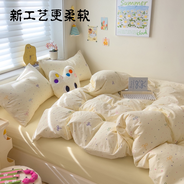 91家纺网 家纺一手货源 找家纺 （总）小竹棉水洗棉木棉双层纱单品被套四件套仿全棉