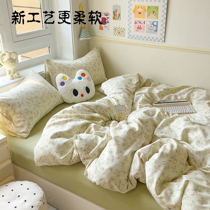 91家纺网 家纺一手货源 找家纺 （总）小竹棉水洗棉木棉双层纱单品被套四件套仿全棉