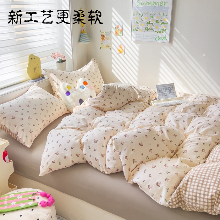 91家纺网 家纺一手货源 找家纺 （总）小竹棉水洗棉木棉双层纱单品被套四件套仿全棉