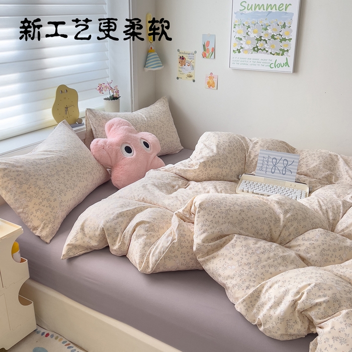 91家纺网 家纺一手货源 找家纺 （总）小竹棉水洗棉木棉双层纱单品被套四件套仿全棉