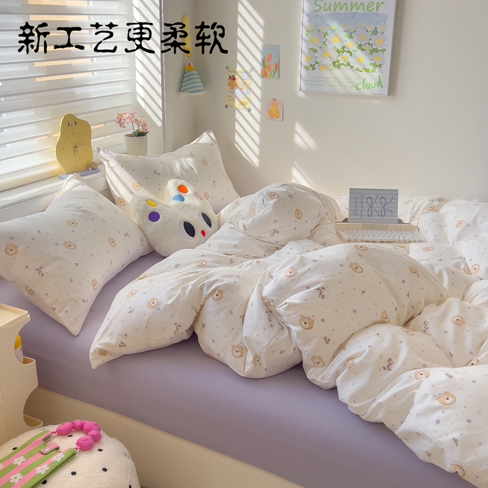 91家纺网 家纺一手货源 找家纺 （总）小竹棉水洗棉木棉双层纱单品被套四件套仿全棉