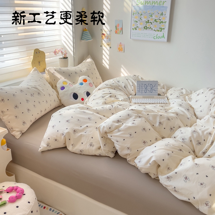 91家纺网 家纺一手货源 找家纺 （总）小竹棉水洗棉木棉双层纱单品被套四件套仿全棉