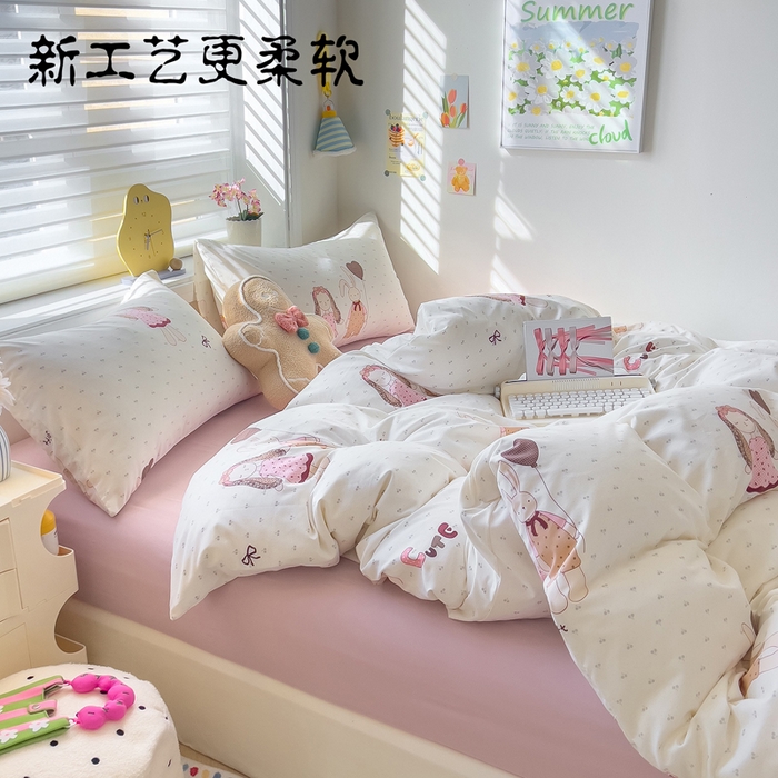 91家纺网 家纺一手货源 找家纺 （总）小竹棉水洗棉木棉双层纱单品被套四件套仿全棉
