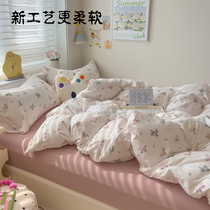 91家纺网 家纺一手货源 找家纺 （总）小竹棉水洗棉木棉双层纱单品被套四件套仿全棉