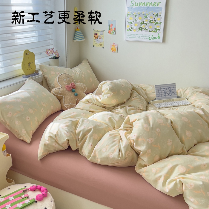 91家纺网 家纺一手货源 找家纺 （总）小竹棉水洗棉木棉双层纱单品被套四件套仿全棉