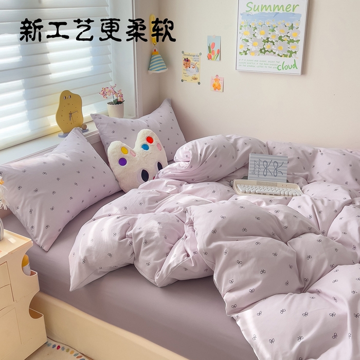 91家纺网 家纺一手货源 找家纺 （总）小竹棉水洗棉木棉双层纱单品被套四件套仿全棉