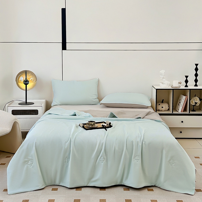 91家纺网 家纺一手货源 找家纺 良品汇馆 2025新款日式无印天丝夏被纯色凉感夏凉被良品空调被子夏季天丝锦纶被子 星河蓝