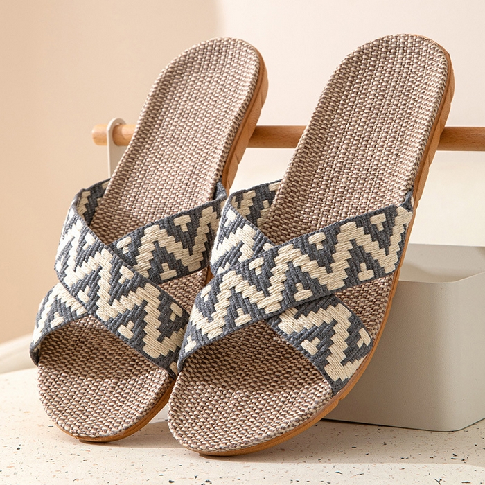 91家纺网 家纺一手货源 找家纺 （总）良品汇馆 2025新款日式无印家居情侣室内拖鞋良品木地板亚麻拖鞋居家防滑男女夏季凉