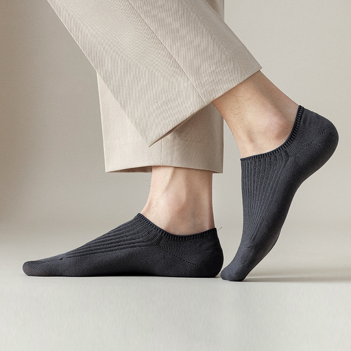 良品汇馆 2025新款日式无印男士短款船袜良品春夏抽条防臭吸汗防滑不跟浅口隐形袜子 深灰