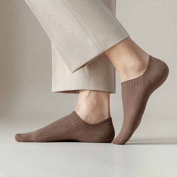 良品汇馆 2025新款日式无印男士短款船袜良品春夏抽条防臭吸汗防滑不跟浅口隐形袜子 驼色