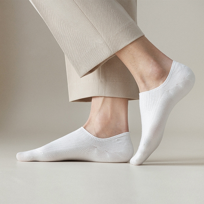 良品汇馆 2025新款日式无印男士短款船袜良品春夏抽条防臭吸汗防滑不跟浅口隐形袜子 白色