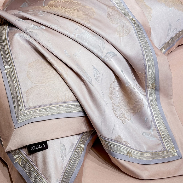 91家纺网 家纺一手货源 找家纺 （总） 2025新款轻奢A类天丝棉提花四件套真丝贡缎全工艺丝滑裸睡夏季爆款床上用品-茉影