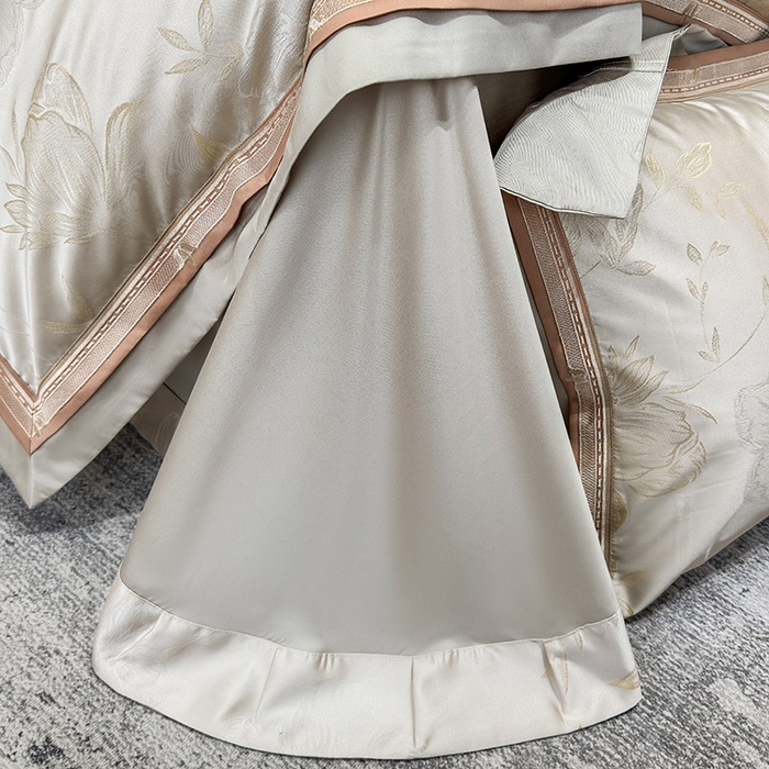 91家纺网 家纺一手货源 找家纺  2025新款轻奢A类天丝棉提花四件套真丝贡缎全工艺丝滑裸睡夏季爆款床上用品-茉影 茉影-疏影金