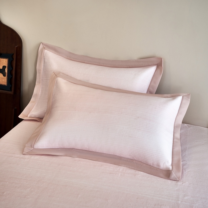 91家纺网 家纺一手货源 找家纺 席之家 2025新款高品质A类空气层可水洗凉感色织床单三件套-檀雅系列 檀雅-雾粉