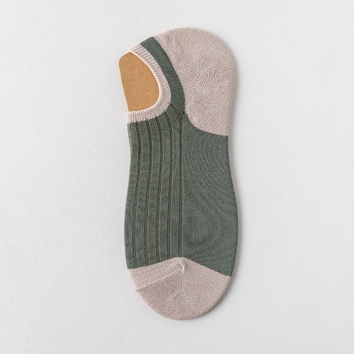 良品汇馆 2025新款日式无印拼色男士棉袜子良品吸汗透气袜子浅口袜短袜男隐形袜船袜 军绿