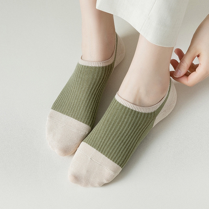 良品汇馆 2025新款日式无印拼色女士棉袜子良品吸汗透气袜子浅口袜短袜女隐形袜船袜 果绿