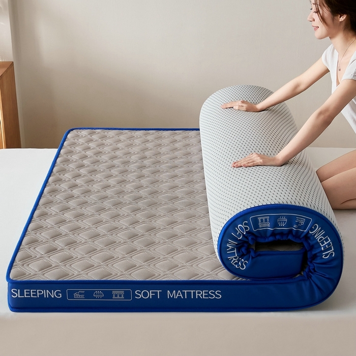 91家纺网 家纺一手货源 找家纺 锦丝钰床垫 2025新款双层网眼透气乳胶记忆棉床垫 静谧灰