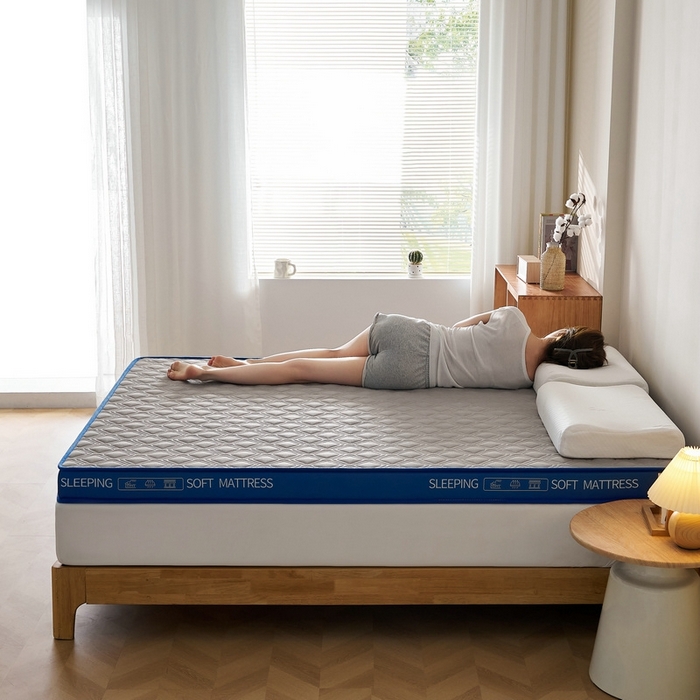 91家纺网 家纺一手货源 找家纺 锦丝钰床垫 2025新款双层网眼透气乳胶记忆棉床垫 静谧灰