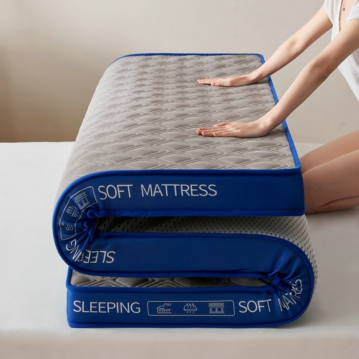 91家纺网 家纺一手货源 找家纺 锦丝钰床垫 2025新款双层网眼透气乳胶记忆棉床垫 静谧灰