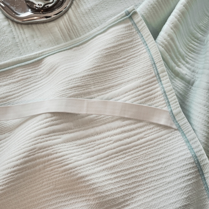 91家纺网 家纺一手货源 找家纺 席之家 2025新款高品质A类空气层可水洗凉感色织床单三件套-檀雅系列 檀雅-浅绿