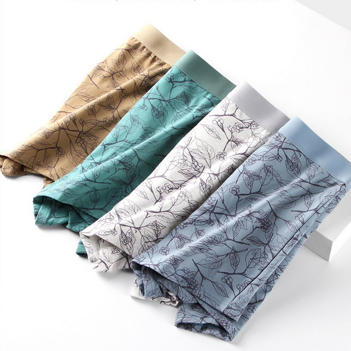 91家纺网 家纺一手货源 找家纺 良品汇馆 2025新款日式无印全棉纯棉印花男士内裤良品棉质透气男生运动休闲平角四角短裤 组合图仅供展示