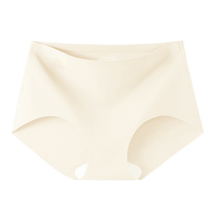 良品汇馆 2025新款日式无印女生一片式中腰内裤良品纯色三角内裤蚕丝裆无痕冰丝锦氨 白色