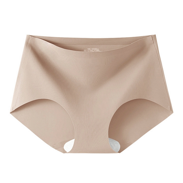 良品汇馆 2025新款日式无印女生一片式中腰内裤良品纯色三角内裤蚕丝裆无痕冰丝锦氨 深肤