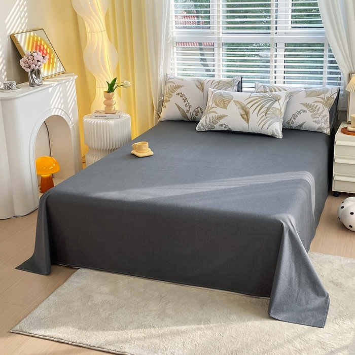 洺兰2025年13070全棉喷气印花纯棉床单小清新花卉北欧风单床单