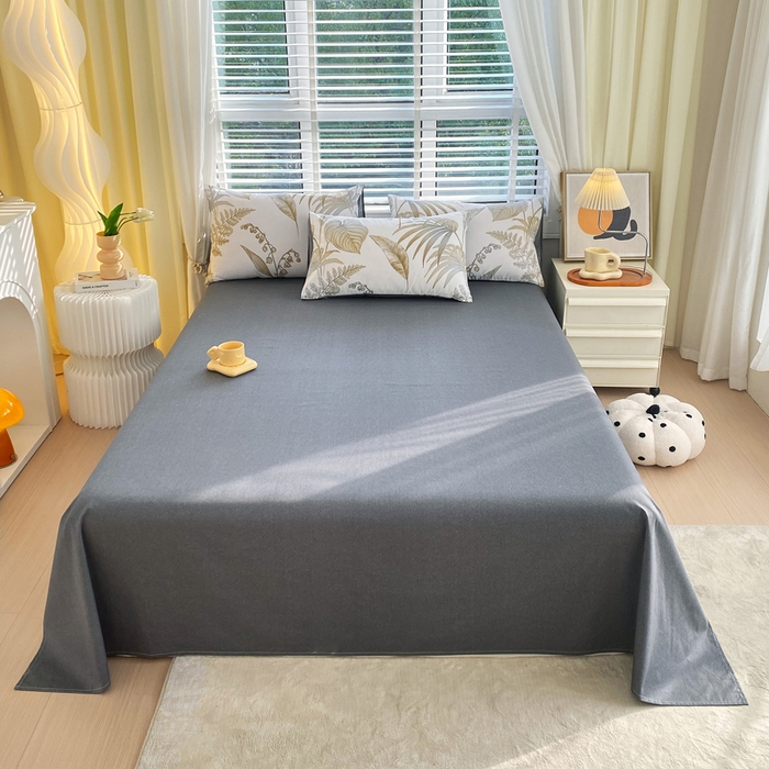 91家纺网 家纺一手货源 找家纺 洺兰2025年13070全棉喷气印花纯棉床单小清新花卉北欧风单床单