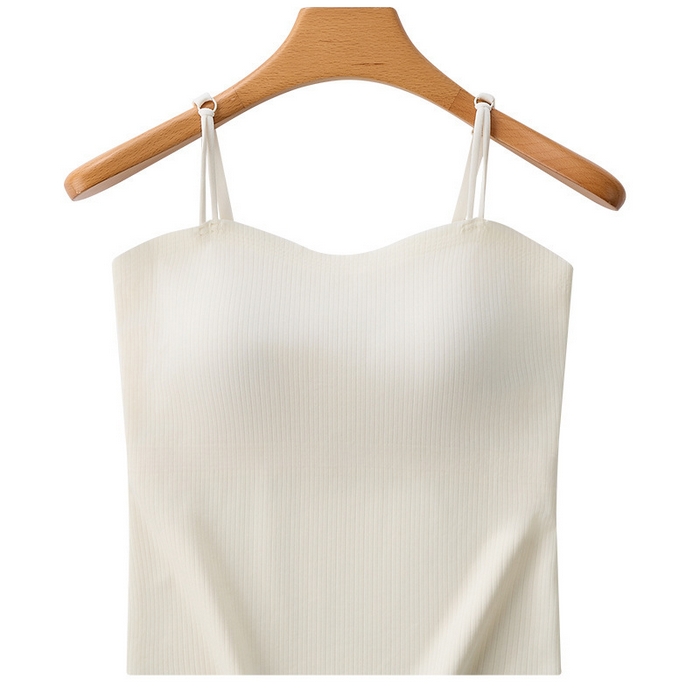 91家纺网 家纺一手货源 找家纺 【暗纹冰丝美背吊带】2025新款日式无印暗纹冰丝美背吊带良品美背吊带背心带胸垫固定杯内搭抹胸