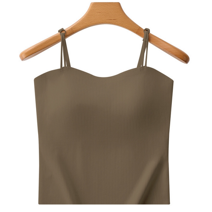 91家纺网 家纺一手货源 找家纺 【暗纹冰丝美背吊带】2025新款日式无印暗纹冰丝美背吊带良品美背吊带背心带胸垫固定杯内搭抹胸