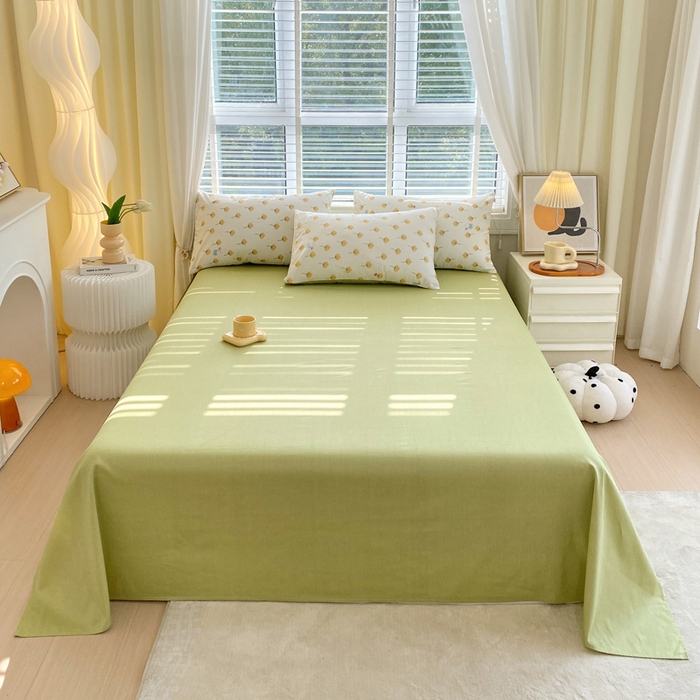 91家纺网 家纺一手货源 找家纺 洺兰2025年13070全棉喷气印花纯棉床单小清新花卉北欧风单床单