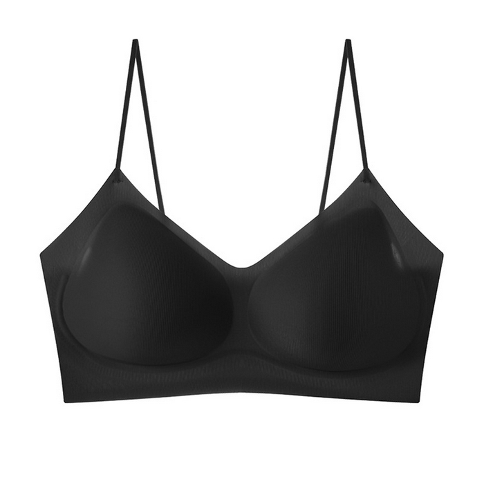 良品汇馆 2025新款日式无印暗纹冰丝文胸良品夏季凉感胸罩超薄聚拢无钢圈透气细肩带 神秘黑